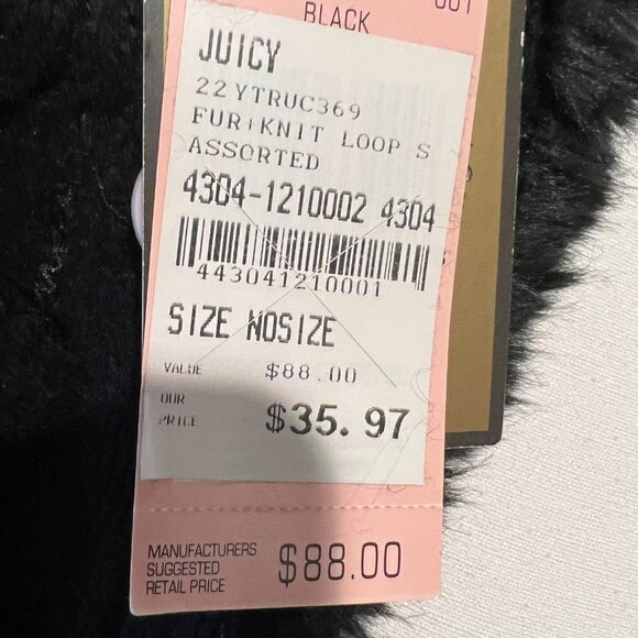 NWT Juicy Couture Black Faux Fur Knit Loop Scarf - Picture 6 of 8